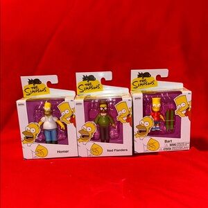 New Set of 3 The Simpsons Mini Homer Ned Flanders and Bart Toys